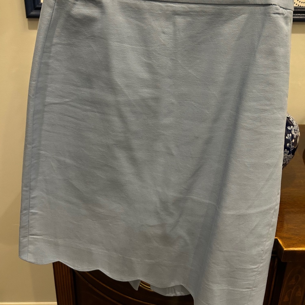 J Crew scalloped Blue Pencil Skirt